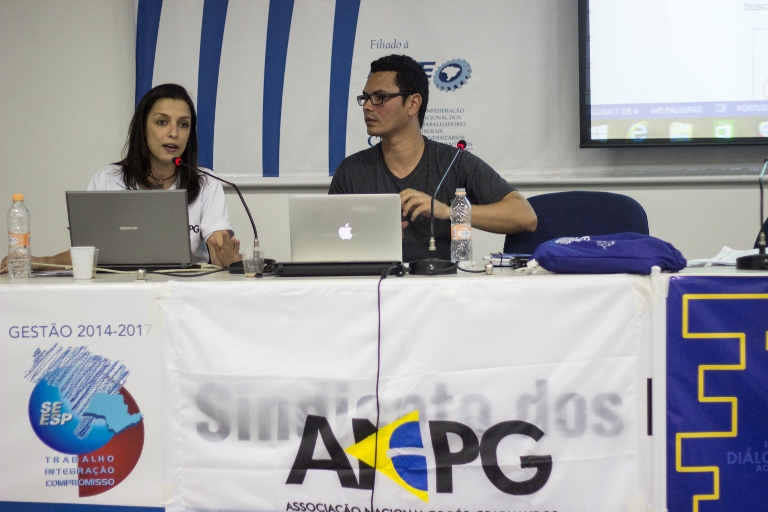 Diretora de Comunicação, Gabrielle Paulanti, e  Tesoureiro da ANPG, Igor Dias, expõem o trabalho realizado até então e as metas desta gestão, em suas respectivas pastas. 