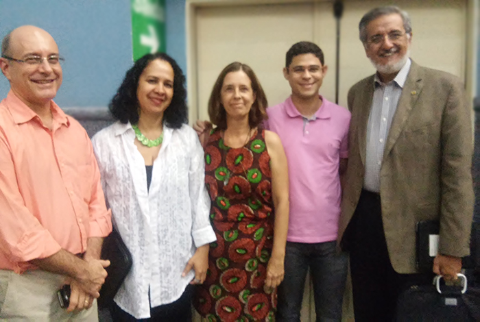 Luis Eugênio (ABRASCO), Maria do Socorro (CNS), Cristiane Quental (CRIS), Lenilton Silveira (ANPG) e Fernando Cupertino (CONASS)